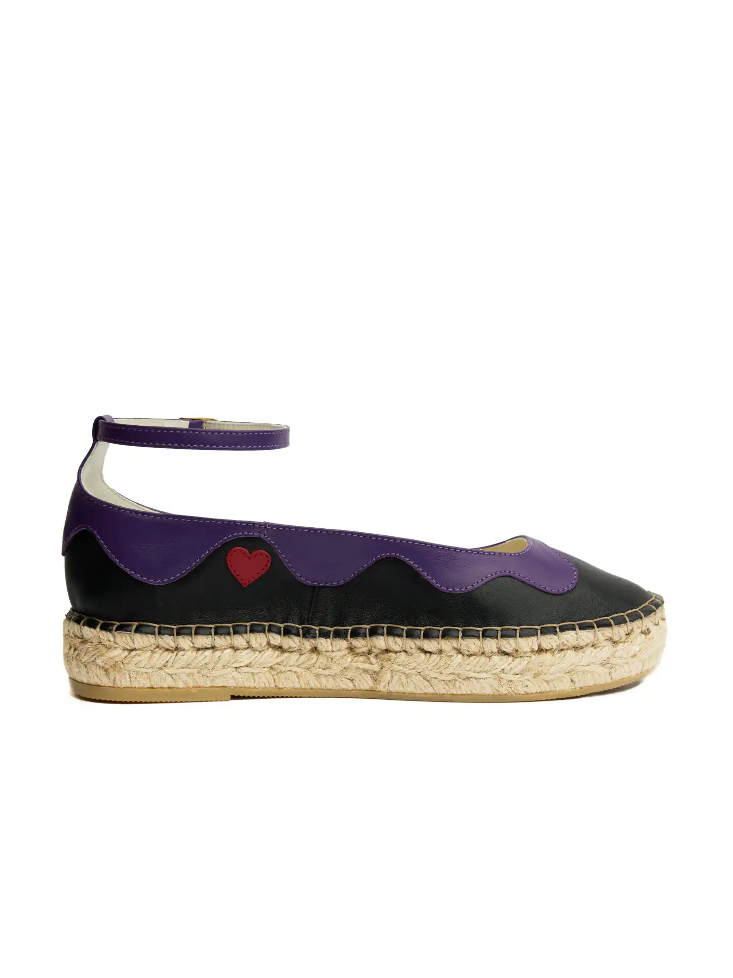 Burst of Love Espadrilles - Black and Purple nappa leather