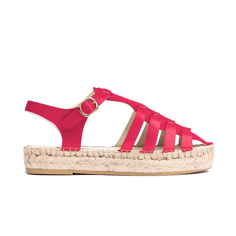Espadrille leather sandals - Passion pink Nappa leather