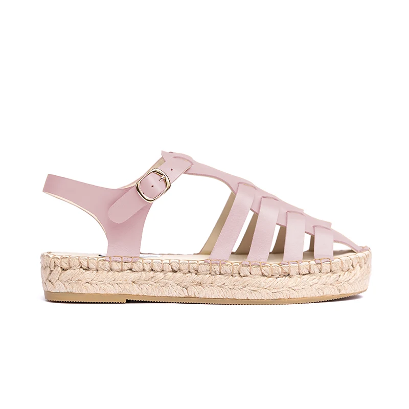 Espadrille leather sandals - Rosa Nappa leather