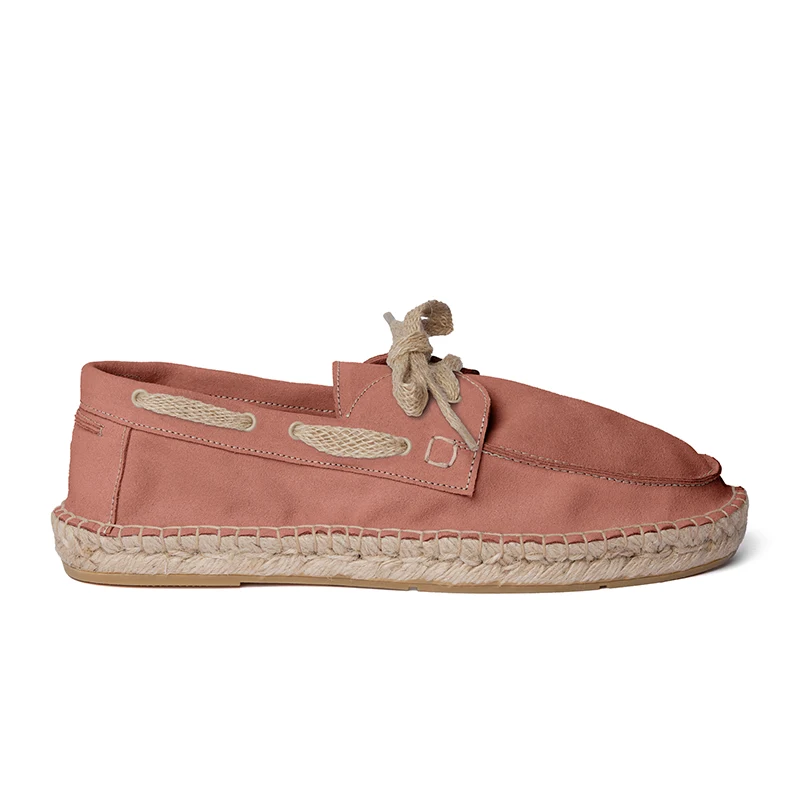 Men's boat shoe espadrilles - Brownrose suede leather