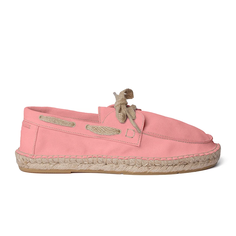 Men's boat shoe espadrilles - Bubble gum suede leather