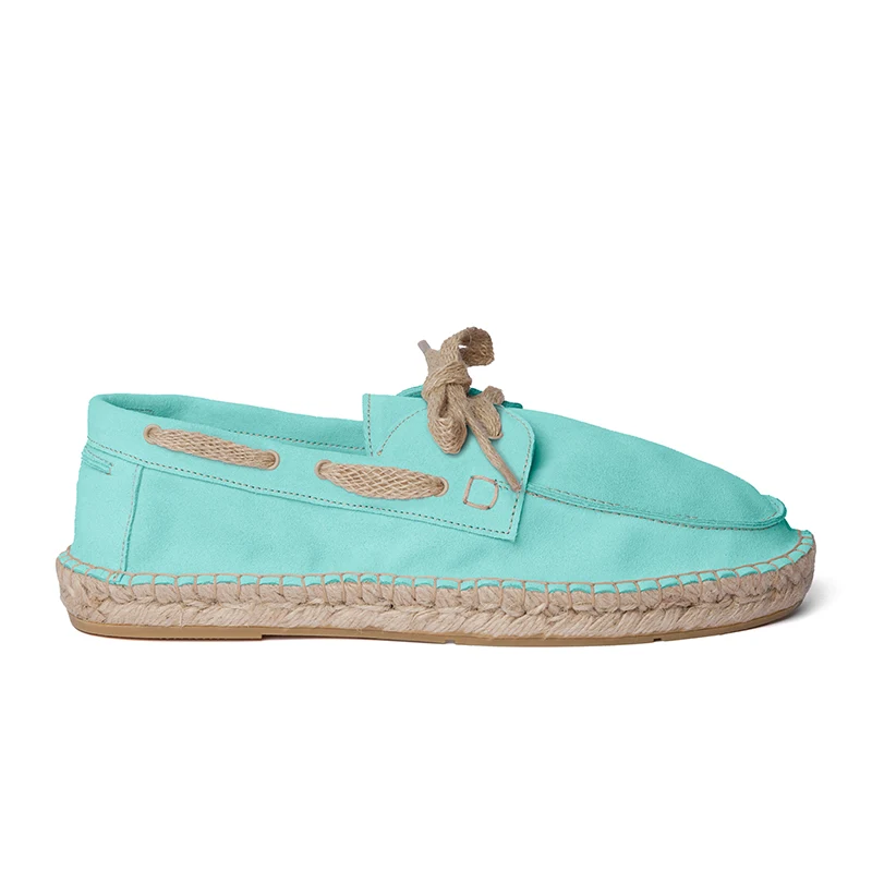 Men's boat shoe espadrilles - Mint suede leather