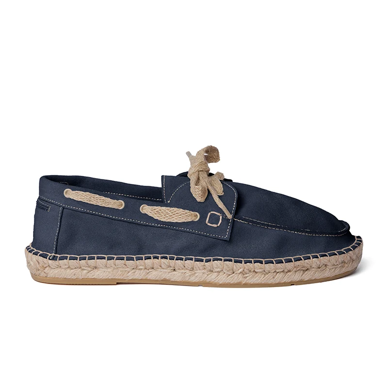 Men's boat shoe espadrilles - Navy blue suede leather