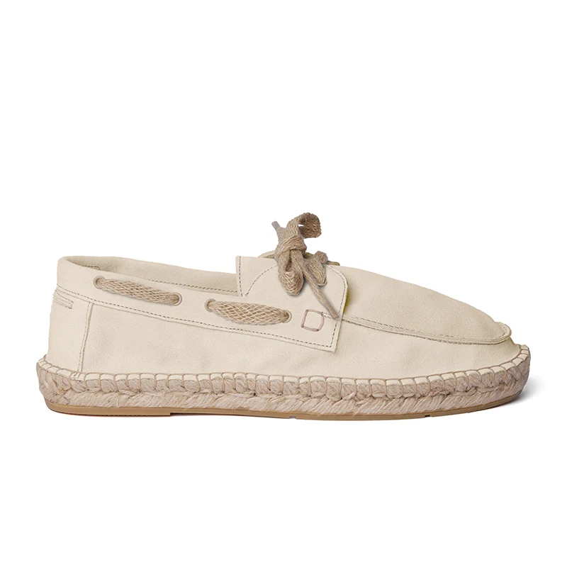 Men's boat shoe espadrilles - Papyrus suede leather