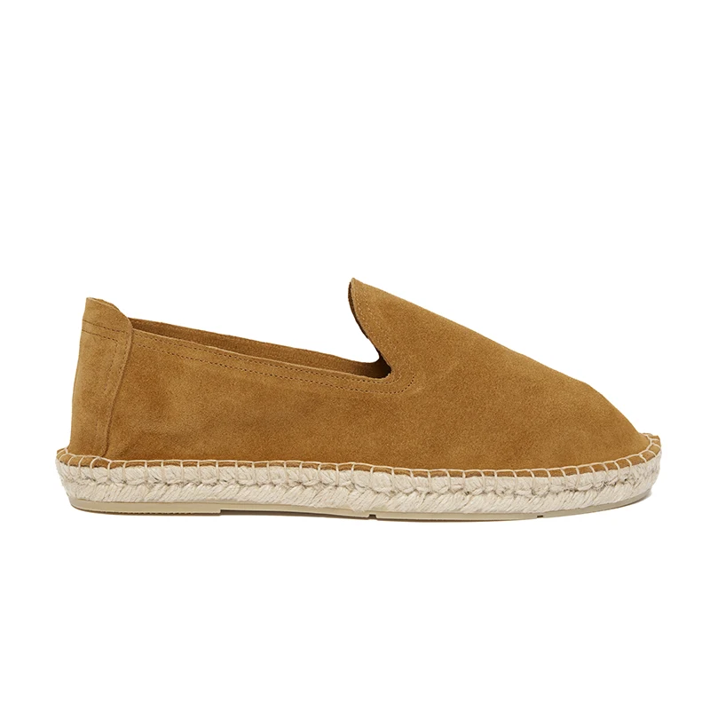 Men's classic loafers espadrilles - Caramel suede leather