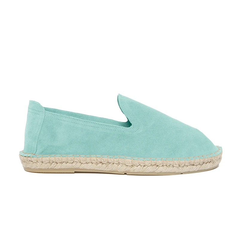 Men's classic loafers espadrilles - Mint suede leather