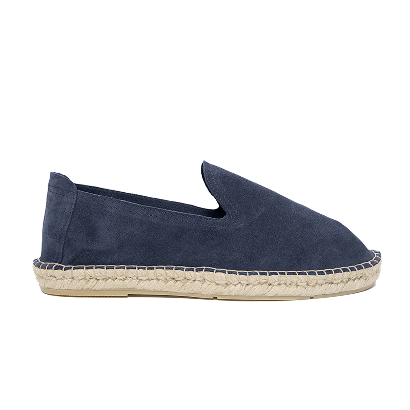 Men's classic loafers espadrilles - Navy blue suede leather