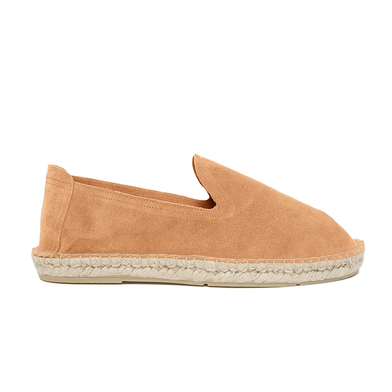 Men's classic loafers espadrilles - Peach suede leather