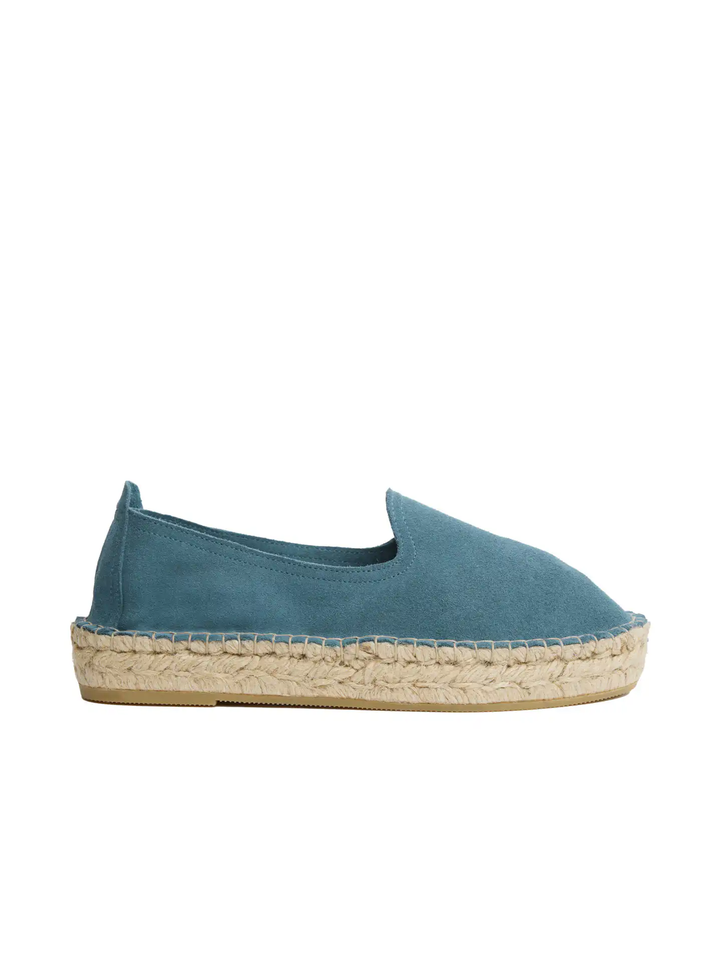 Woman's classic loafer espadrilles - Baltic Blue suede leather