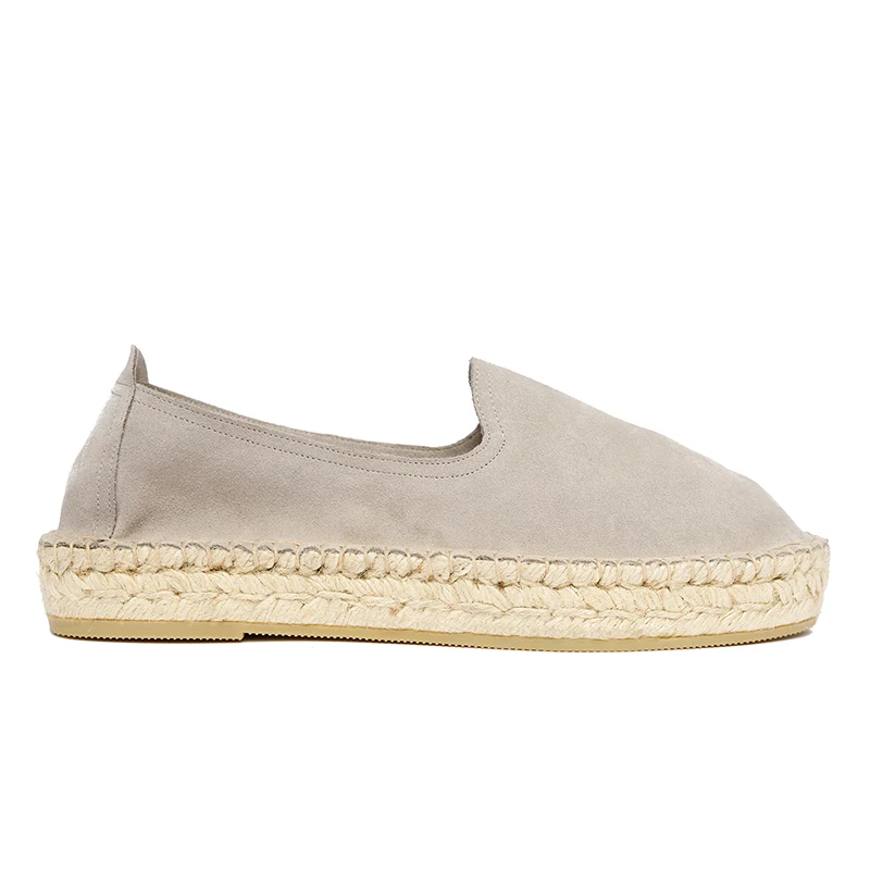 Woman's classic loafer espadrilles - Earth suede leather