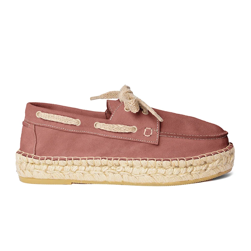Women's boat shoe espadrilles - Brownrose suede leather
