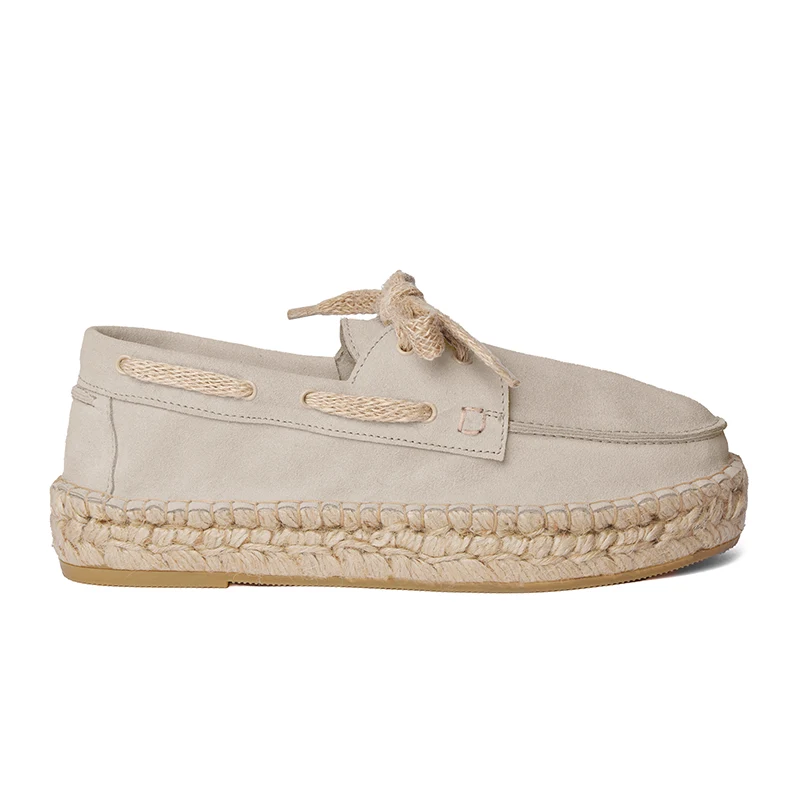 Women's boat shoe espadrilles - Earth suede leather