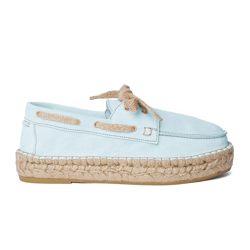 Women's boat shoe espadrilles - Pastel suede leather