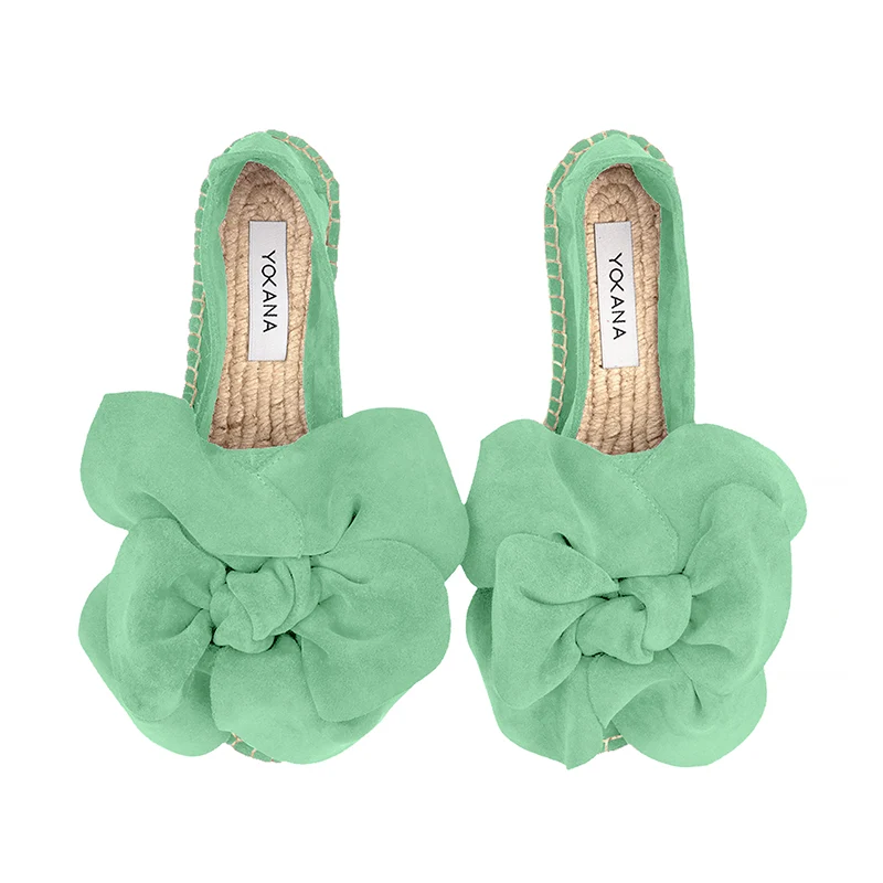 Yokana's Flower espadrilles - Aventurine suede leather