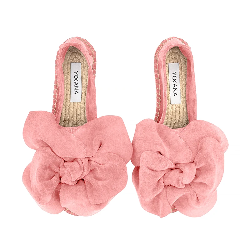 Yokana's Flower espadrilles - Bubble gum suede leather