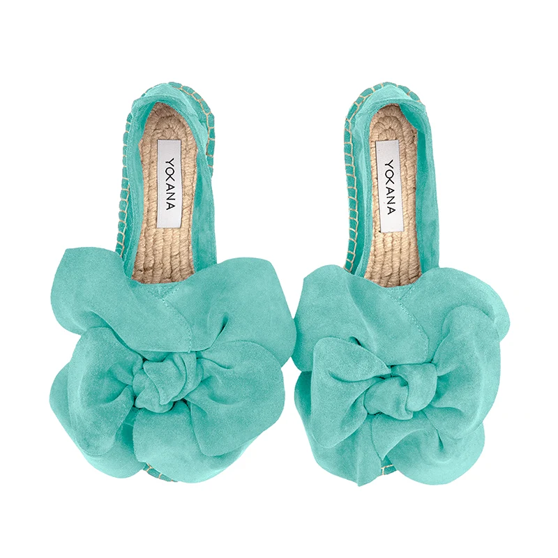 Yokana's Flower espadrilles - Mint suede leather